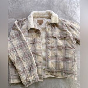 American Eagle Plaid Sherpa-Lined Jacket